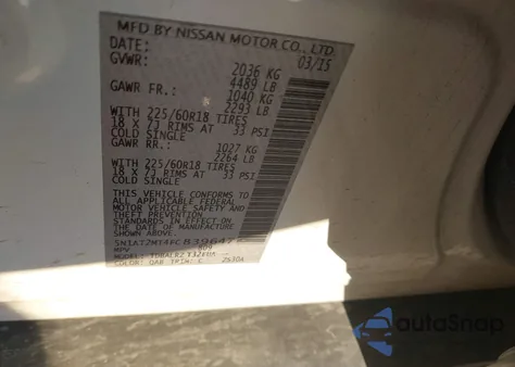 2015 Nissan Rogue Sl из США, поврежденный, VIN 5N1AT2MT4FC839647